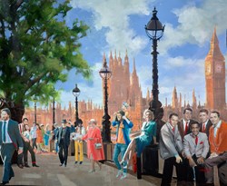 London in Motion by Torabi - Original Painting on Box Canvas sized 59x48 inches. Available from Whitewall Galleries